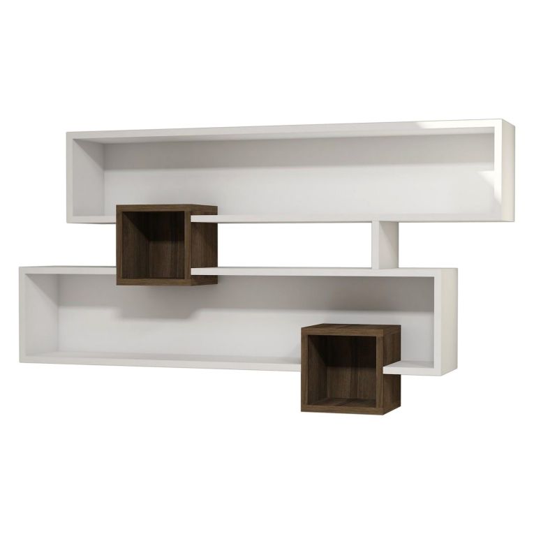 Mensola Bianco Marrone Rovere 4 Ripiani Colore Struttura Marrone 120x22x75h cm, Sfumatura Colore Struttura Rovere - Roddino