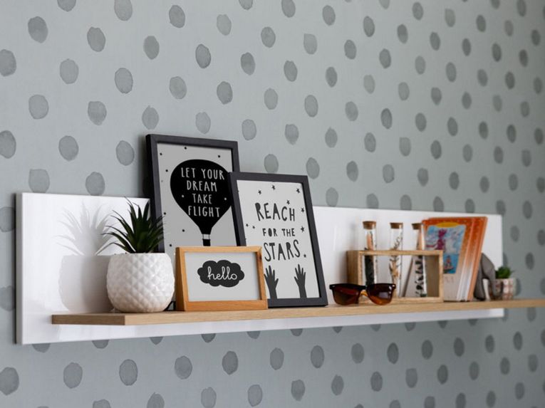 Mensola Bianco Marrone Rovere un Ripiano 150x19.5x25h cm, Portata Ripiani 5 - Saturnia