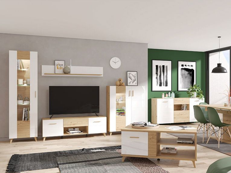 Mensola Bianco Marrone Rovere un Ripiano 150x19.5x25h cm, Portata Ripiani 5 - Saturnia