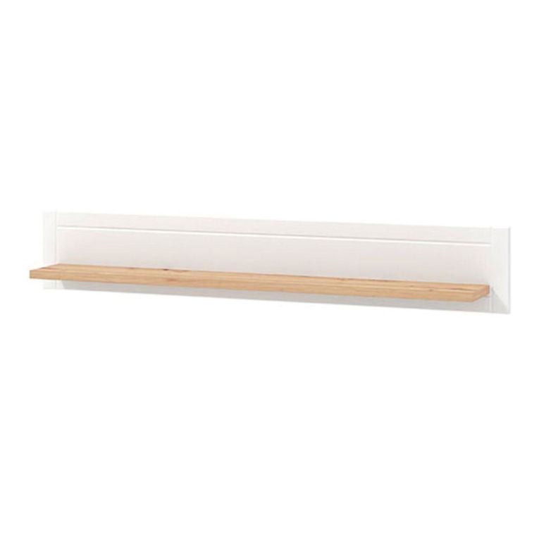 Mensola Bianco Marrone Rovere un Ripiano Dettaglio Geometrico 146x19.5x24h cm, Portata Ripiani 5 - Suelli