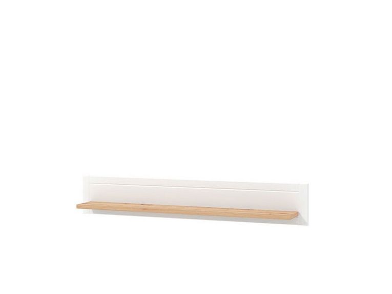 Mensola Bianco Marrone Rovere un Ripiano Dettaglio Geometrico 146x19.5x24h cm, Portata Ripiani 5 - Suelli