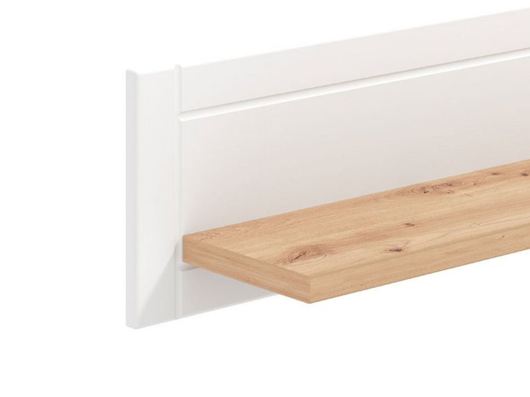 Mensola Bianco Marrone Rovere un Ripiano Dettaglio Geometrico 146x19.5x24h cm, Portata Ripiani 5 - Suelli