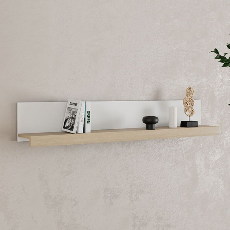 Mensola Bianco Marrone Rovere un Ripiano Sfumatura Colore Struttura Rovere 150x22x24h cm, Colore Struttura Marrone - Ollol