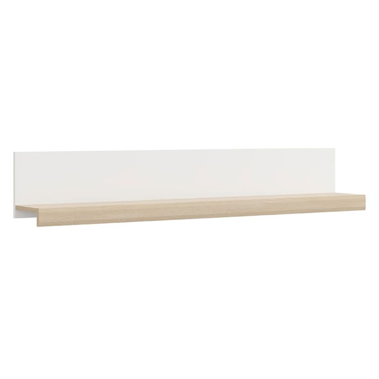 Mensola Bianco Marrone Rovere un Ripiano Sfumatura Colore Struttura Rovere 150x22x24h cm, Colore Struttura Marrone - Ollol