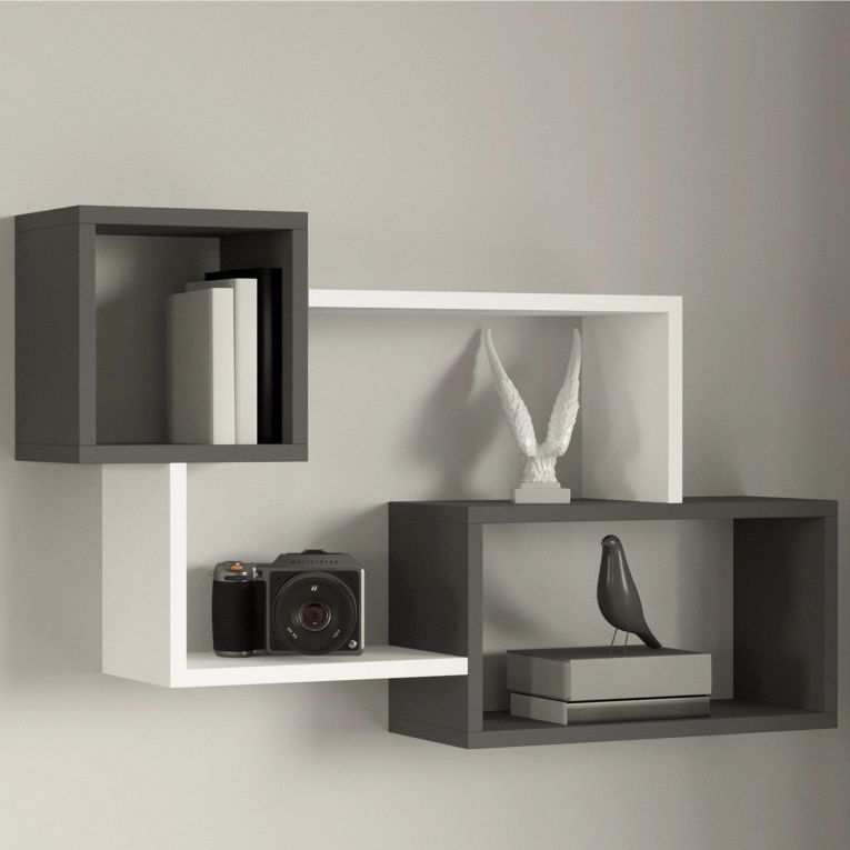 Mensola Bianco Nero Antracite 4 Ripiani Colore Struttura Nero 91x22x51h cm, Sfumatura Colore Struttura Antracite - Etnea