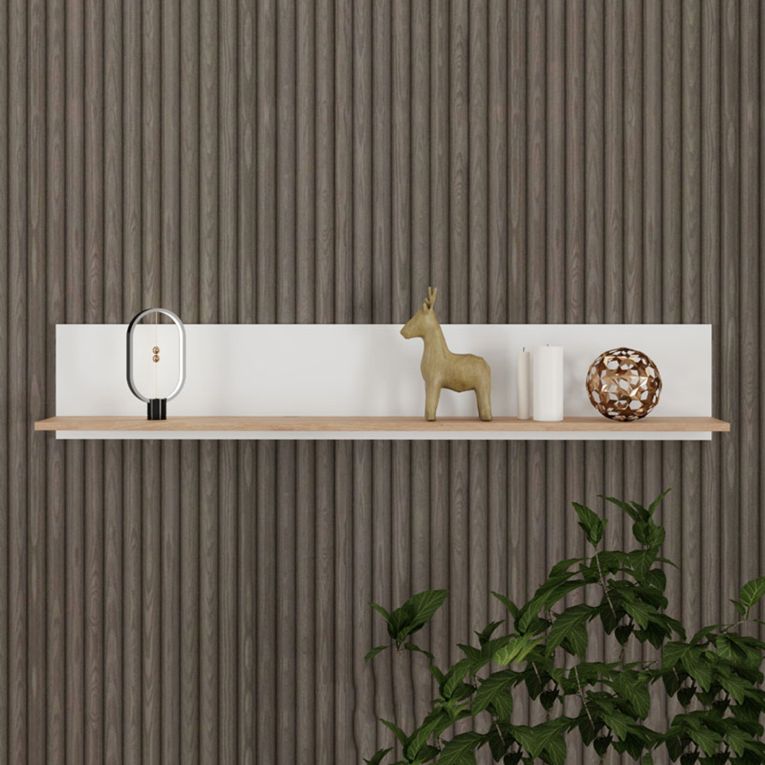 Mensola Bianco Opaco Marrone Rovere un Ripiano Sfumatura Colore Struttura Opaco 138x20x24h cm, Sfumatura Colore Struttura Rovere - Norbio