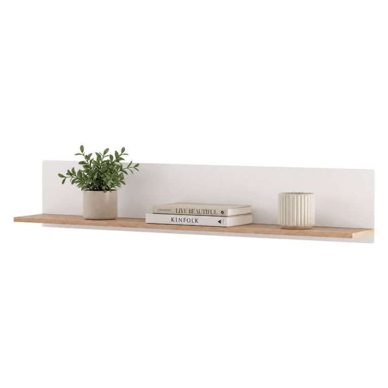 Mensola Bianco Opaco Marrone Rovere un Ripiano Sfumatura Colore Struttura Opaco 138x20x24h cm, Sfumatura Colore Struttura Rovere - Norbio