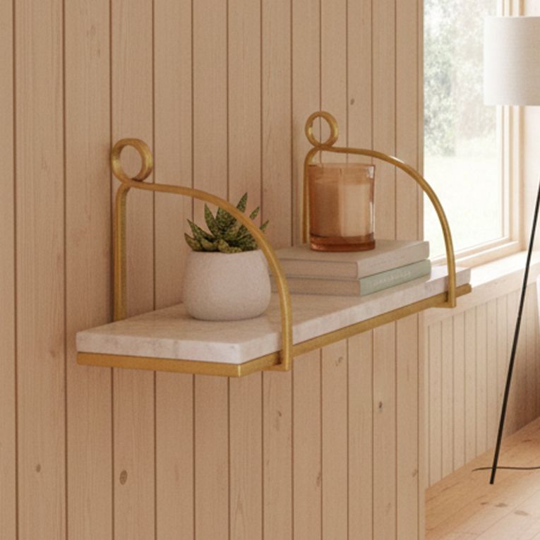 Mensola Bianco oro un Ripiano Colore Struttura oro 40x16x18h cm, - Paci