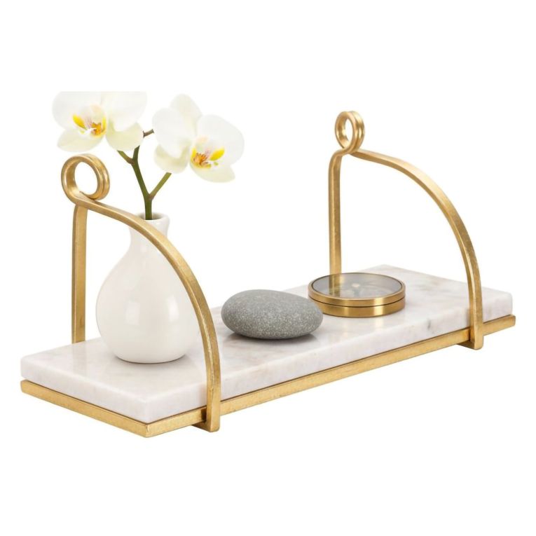 Mensola Bianco oro un Ripiano Colore Struttura oro 40x16x18h cm, - Paci
