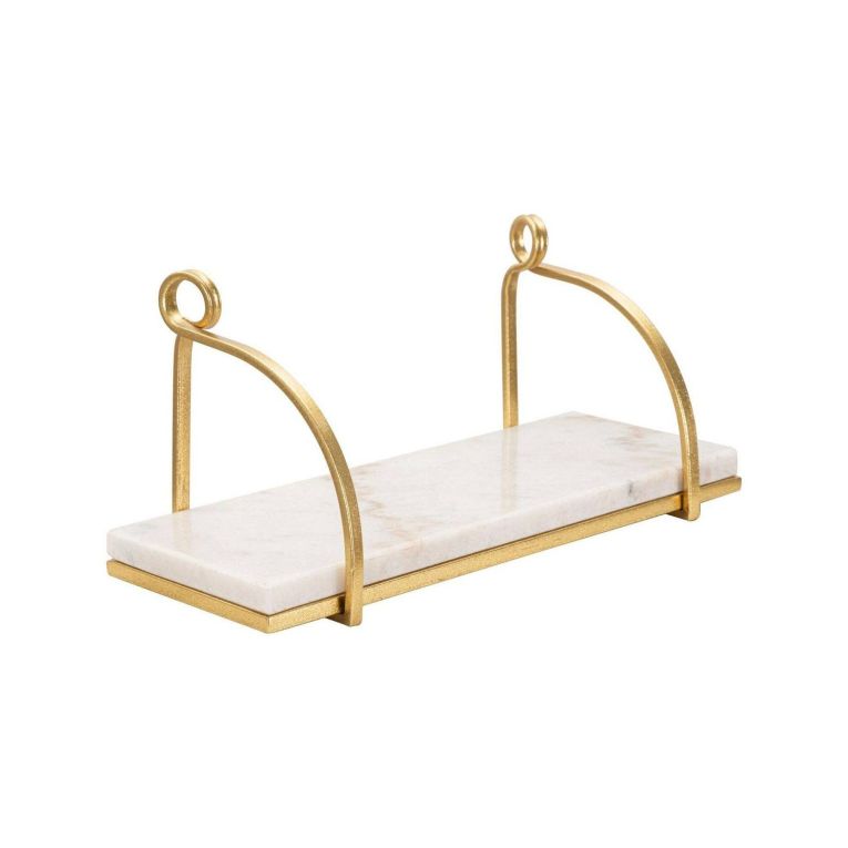 Mensola Bianco oro un Ripiano Colore Struttura oro 40x16x18h cm, - Paci