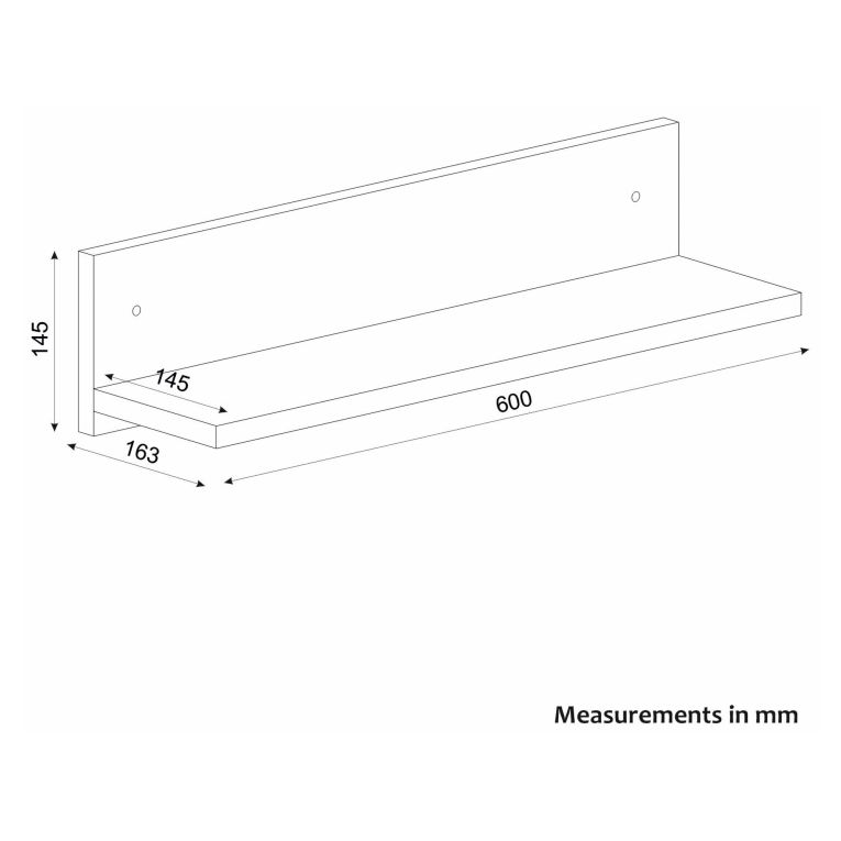 Mensola Bianco un Ripiano 60x15x15h cm, - Cavargna