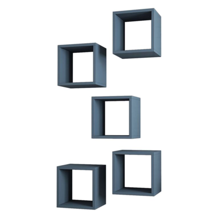 Mensola blu Ardesia 5 Ripiani Modulabile, set da 5 Mensole 30x30x24h cm, Sfumatura Colore Struttura Ardesia - Gianico