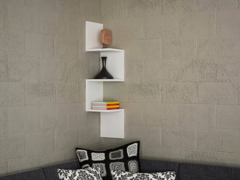 Mensola Brocchi, Scaffale, Ripiano a muro, Scaffalatura multiuso, 25x25 h105 cm, Bianco