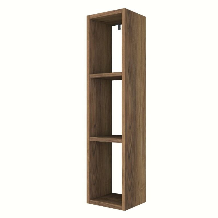 Mensola Concordia, Scaffale, Ripiano a muro, Scaffalatura multiuso, 22x19 h90 cm, Noce