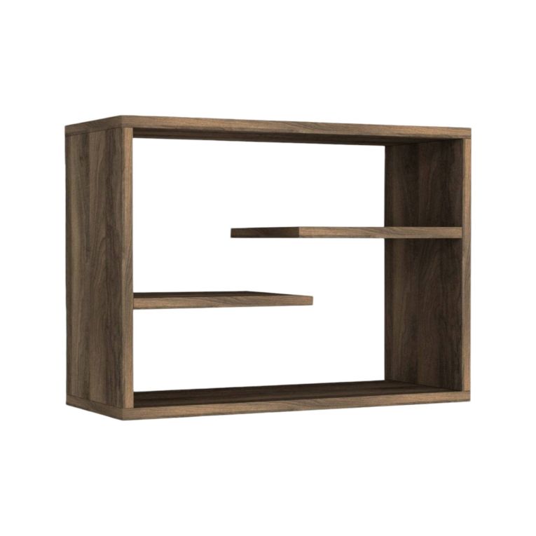 Mensola Cygni, Scaffale, Ripiano a muro, Scaffalatura multiuso, 60x20 h44 cm, Noce