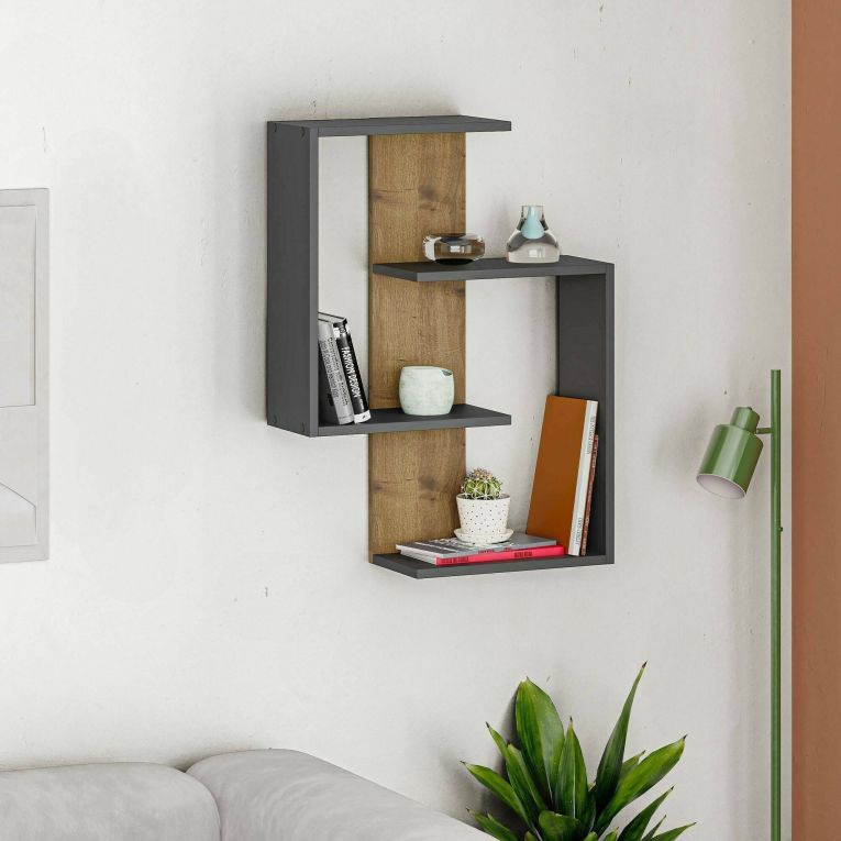 Mensola da muro 22x64cm antracite e rovere - Irmina