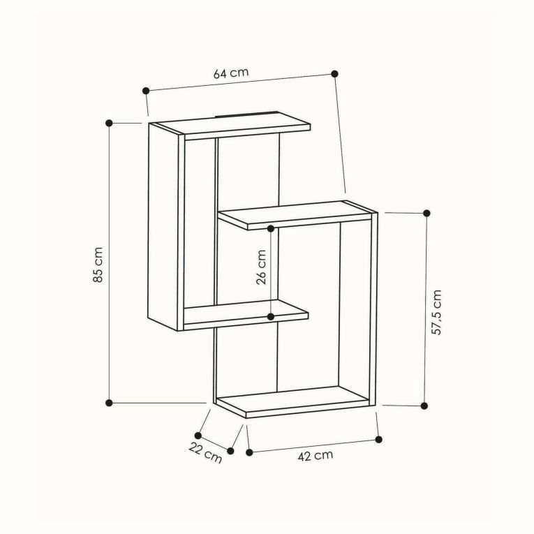 Mensola da muro 22x64cm antracite e rovere - Irmina