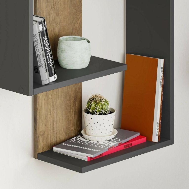 Mensola da muro 22x64cm antracite e rovere - Irmina