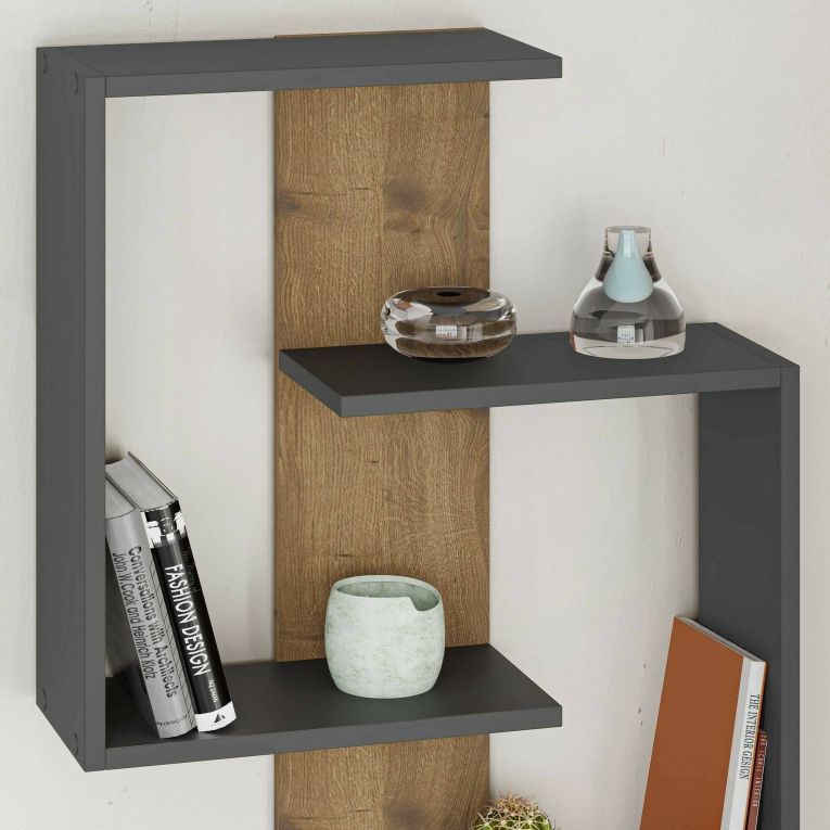 Mensola da muro 22x64cm antracite e rovere - Irmina