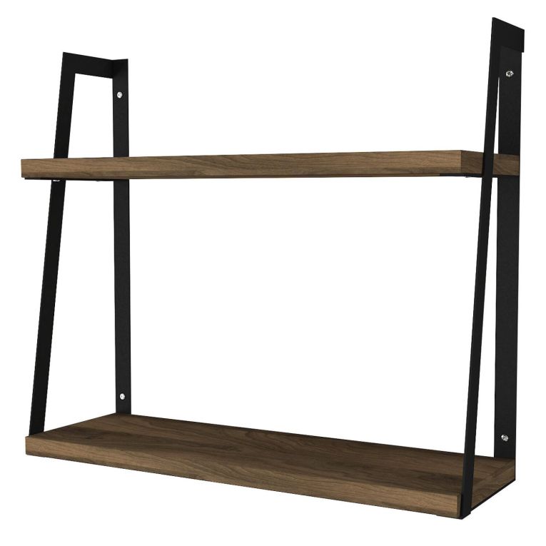 Mensola da parete 14x45cm noce e nera - Skjaldmaer