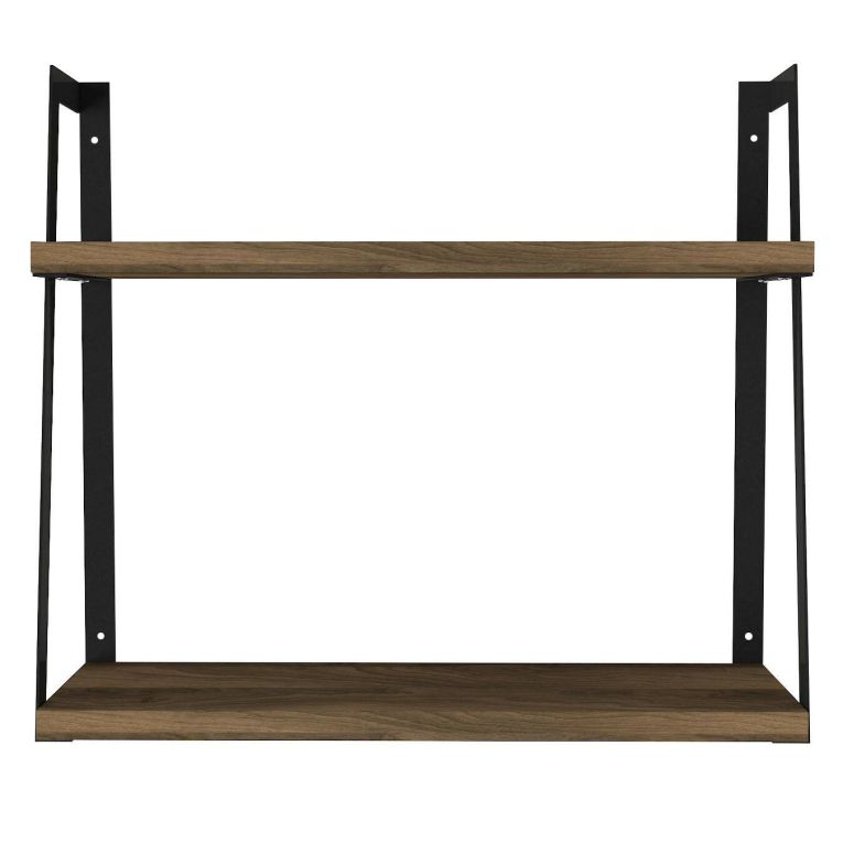 Mensola da parete 14x45cm noce e nera - Skjaldmaer