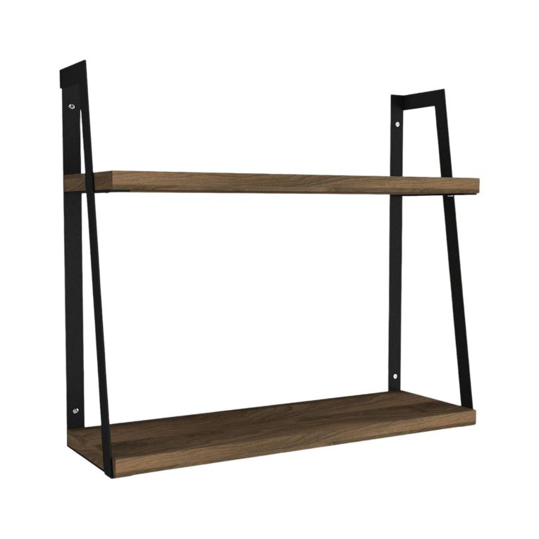 Mensola da parete 14x45cm noce e nera - Skjaldmaer
