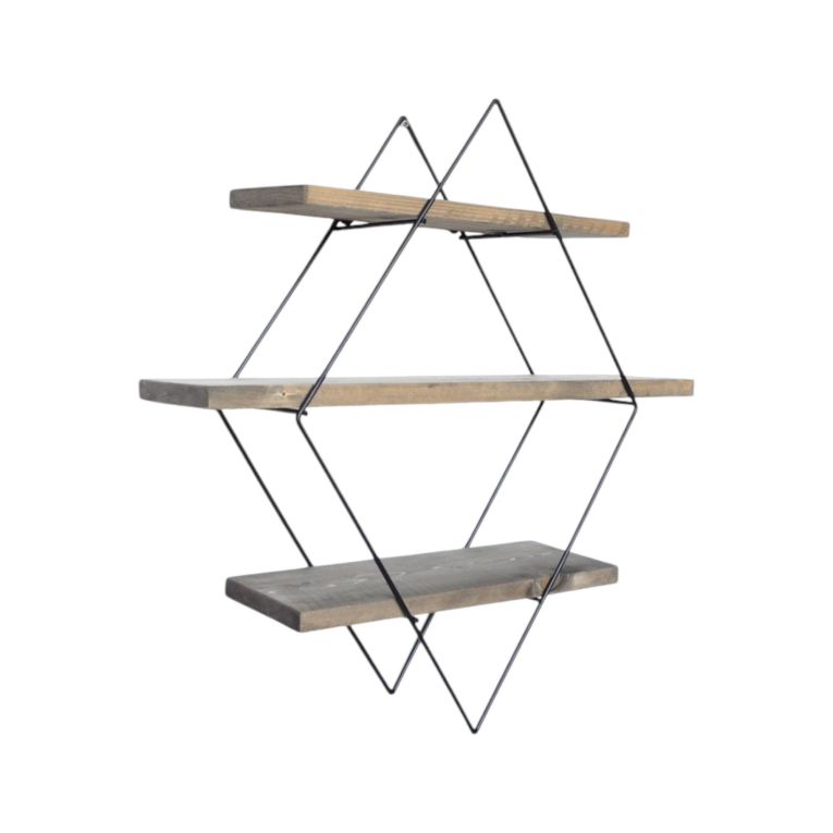 Mensola Fidis, Scaffale, Ripiano a muro, Scaffalatura multiuso, 60x14 h60 cm, Noce e Nero