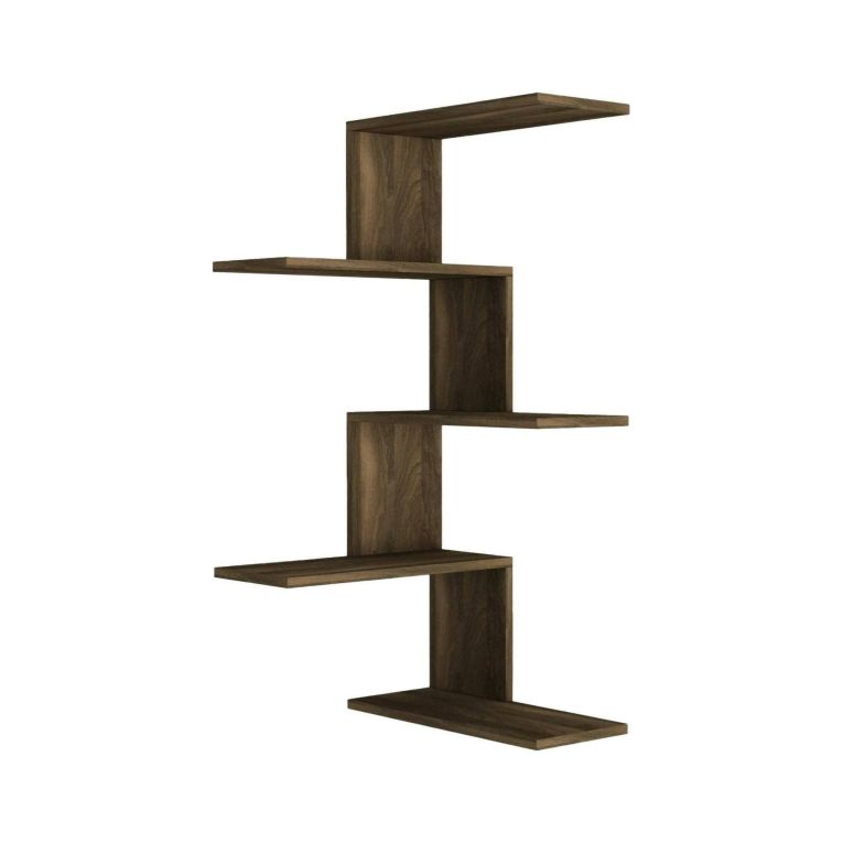 Mensola Galatea, Scaffale, Ripiano a muro, Scaffalatura multiuso, 52x30h109 cm, Noce