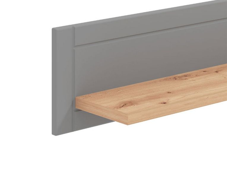Mensola Grigio Marrone Rovere un Ripiano Dettaglio Geometrico 146x19.5x24h cm, Portata Ripiani 5 - Suelli
