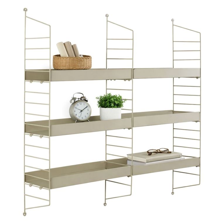 Mensola Grigio Tortora 3 Ripiani Sfumatura Colore Struttura Tortora 98x21x100h cm, - Scurelle