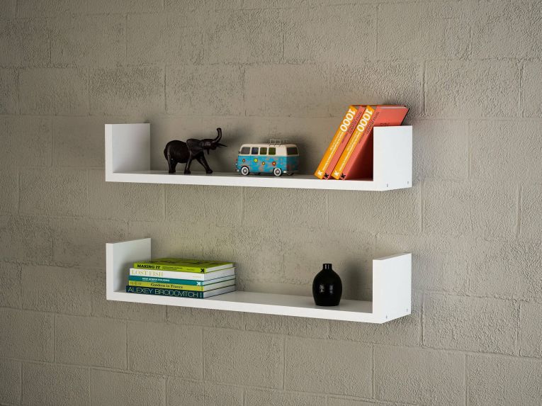 Mensola Ismene, Scaffale, Ripiano a muro, Scaffalatura multiuso, 63x15 h15 cm, Bianco