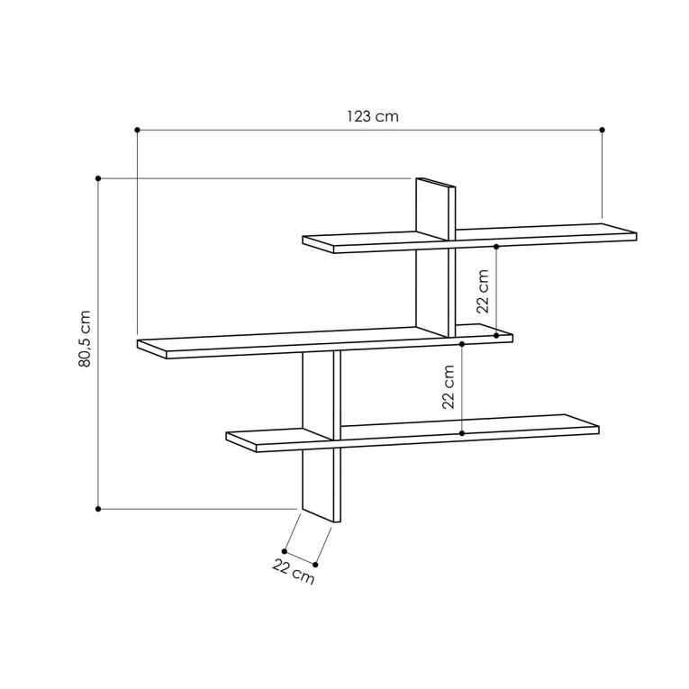 Mensola Ixion, Scaffale, Ripiano a muro, Scaffalatura multiuso, 123x22 h81 cm, Bianco