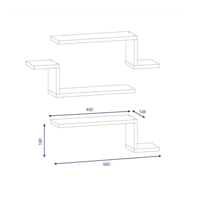 Mensola Jotun, Scaffale, Ripiano a muro, Scaffalatura multiuso, 56x15 h18 cm, Bianco