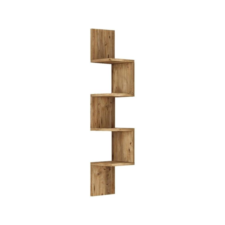 Mensola Kalliope, Scaffale, Ripiano a muro, Scaffalatura multiuso, 22x22h117 cm, Quercia