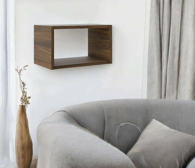 Mensola Karina, Scaffale, Ripiano a muro, Scaffalatura multiuso, 25x44 h26 cm, Noce