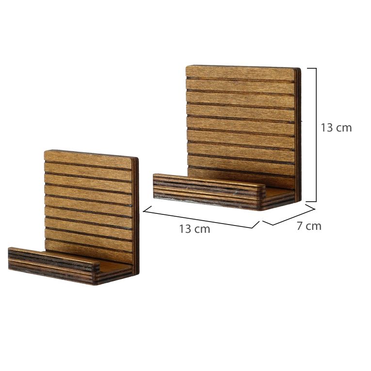 Mensola Marrone Naturale 2 Ripiani set da 2 13x7x13h cm, Sfumatura Colore Struttura Naturale - Soglio