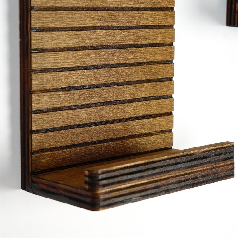 Mensola Marrone Naturale 2 Ripiani set da 2 13x7x13h cm, Sfumatura Colore Struttura Naturale - Soglio
