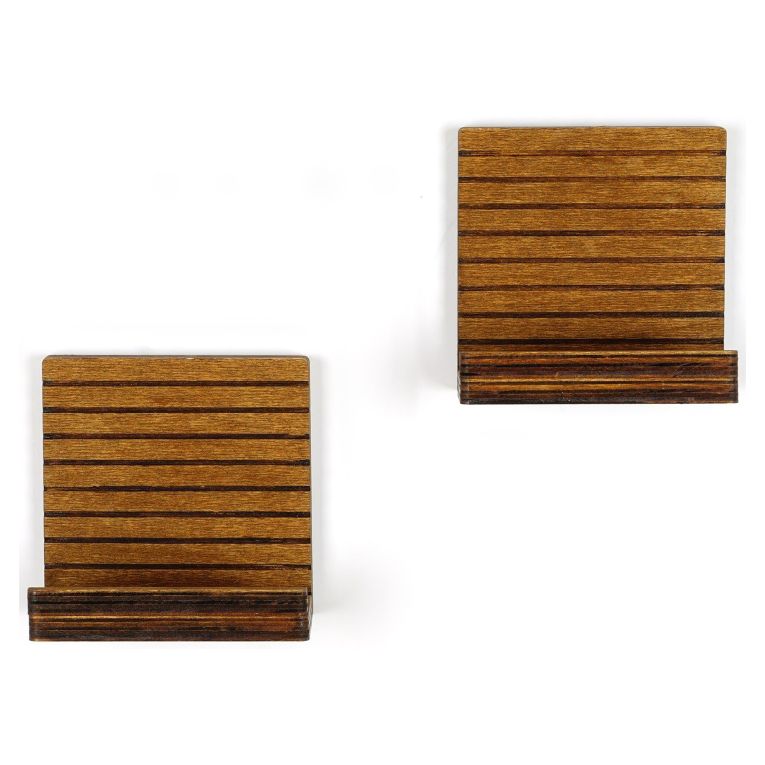Mensola Marrone Naturale 2 Ripiani set da 2 13x7x13h cm, Sfumatura Colore Struttura Naturale - Soglio