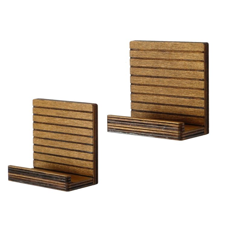 Mensola Marrone Naturale 2 Ripiani set da 2 13x7x13h cm, Sfumatura Colore Struttura Naturale - Soglio