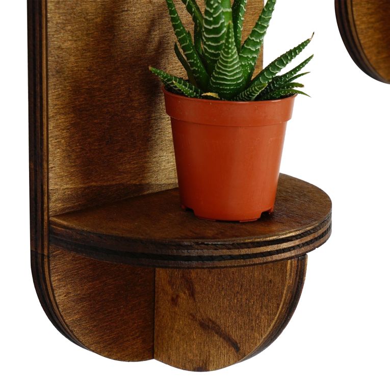 Mensola Marrone Naturale 2 Ripiani set da 2 13x9x26h cm, Sfumatura Colore Struttura Naturale - Buccheri