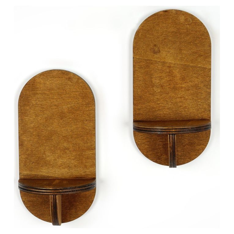 Mensola Marrone Naturale 2 Ripiani set da 2 13x9x26h cm, Sfumatura Colore Struttura Naturale - Buccheri