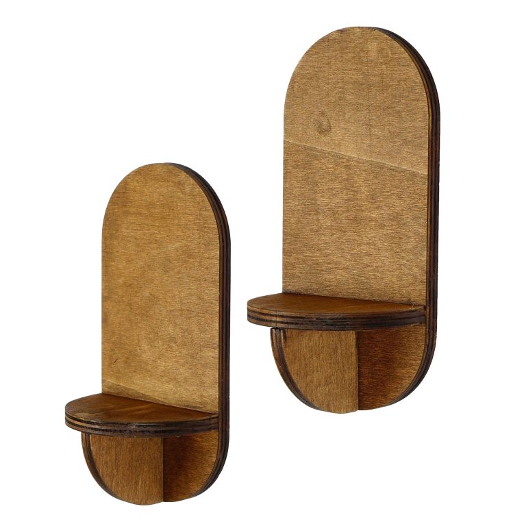 Mensola Marrone Naturale 2 Ripiani set da 2 13x9x26h cm, Sfumatura Colore Struttura Naturale - Buccheri