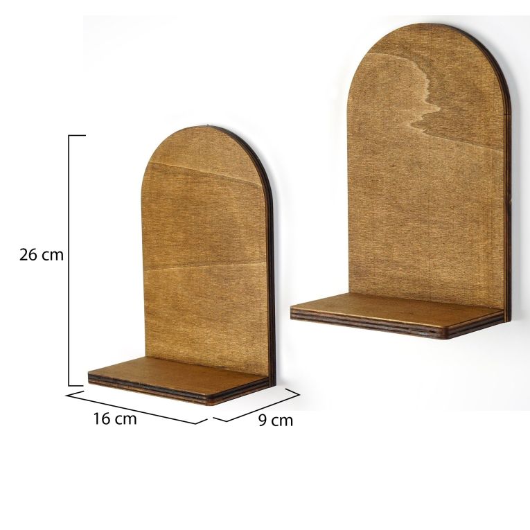 Mensola Marrone Naturale 2 Ripiani Sfumatura Colore Struttura Naturale 16x26x9h cm, - Ussassai