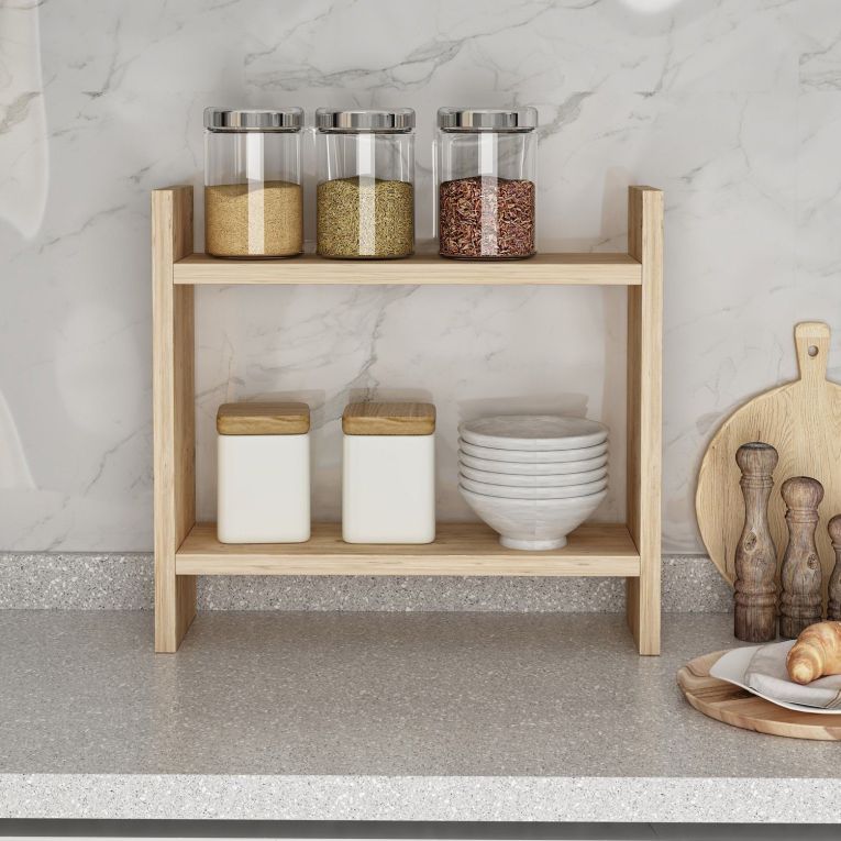 Mensola Marrone Naturale 2 Ripiani Sfumatura Colore Struttura Naturale 34x10x30h cm, - Morfasso