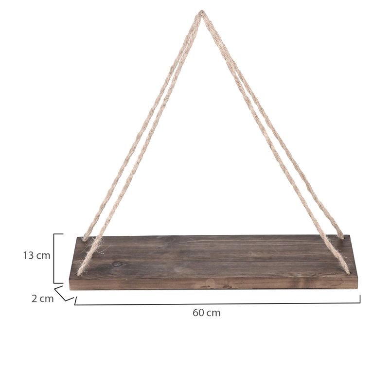 Mensola Marrone Naturale un Ripiano Fatto a Mano, in Legno di Abete 60x2x13h cm, Sfumatura Colore Struttura Naturale - Trocchia