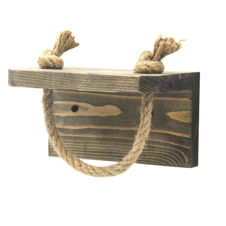 Mensola Marrone Naturale un Ripiano in Legno di Abete, Fatto a Mano 17x10x10h cm, Portata Ripiani 7 - Gattico