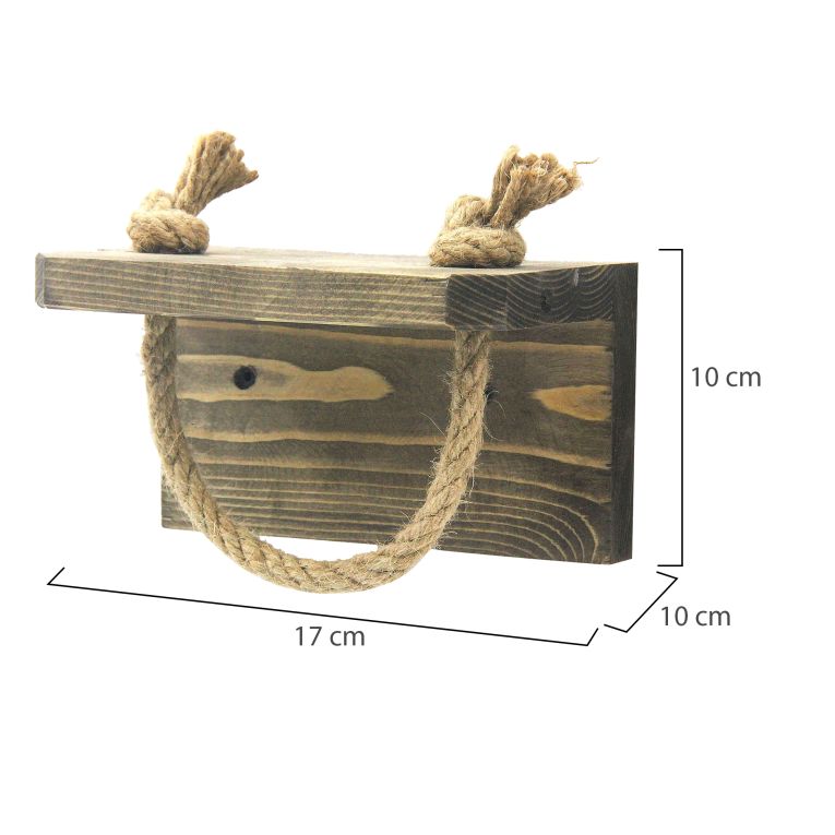 Mensola Marrone Naturale un Ripiano in Legno di Abete, Fatto a Mano 17x10x10h cm, Portata Ripiani 7 - Gattico