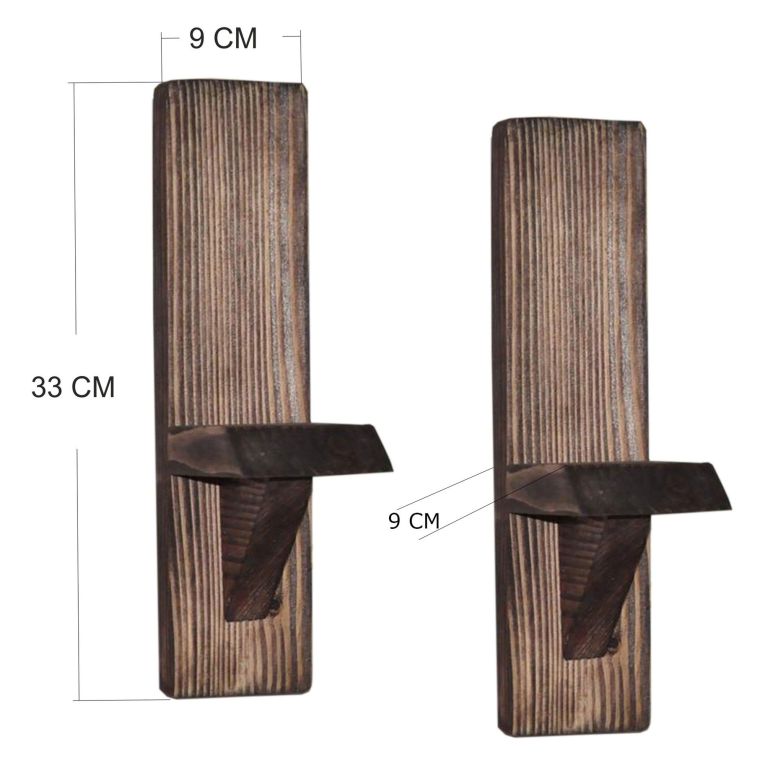 Mensola Marrone Noce 2 Ripiani Fatto a Mano, in Legno di Abete 33x9x9h cm, Sfumatura Colore Struttura Noce - Seveso