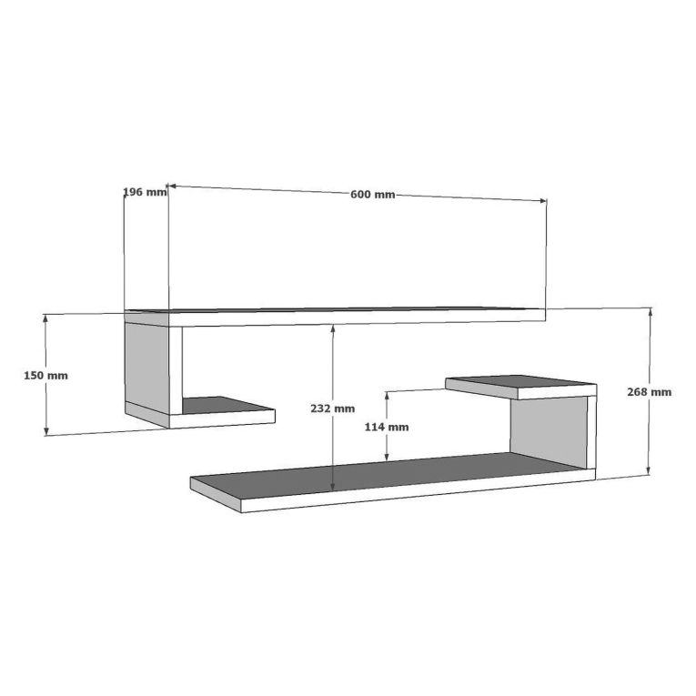 Mensola Marrone Noce 2 Ripiani set da 2 Mensole 60x20x15h cm, Sfumatura Colore Struttura Noce - Siligo