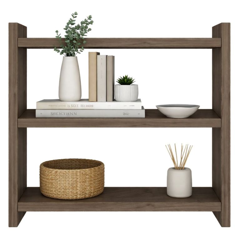 Mensola Marrone Noce 2 Ripiani Sfumatura Colore Struttura Noce 44x10x40h cm - Rizza